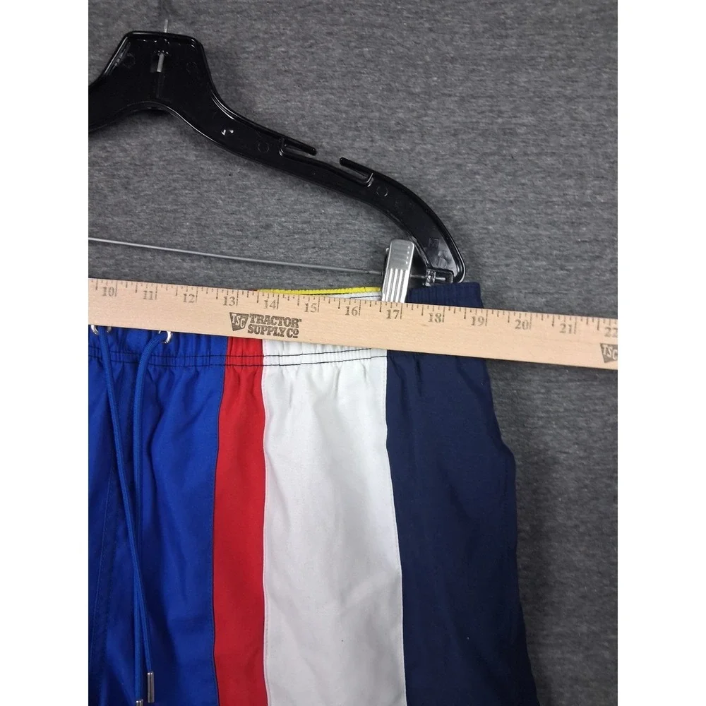 Lands End Mens Shorts XL Vertical Stripe Multi Color Block Volley‎ Swim Beach